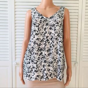 MOTHERHOOD Maternity White Black Floral Sleeveless Blouse Size Medium